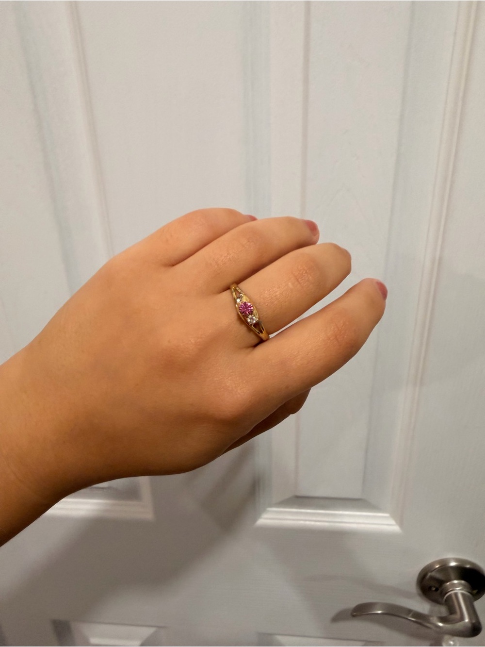 Vintage Gold Ring with Pink Stones
